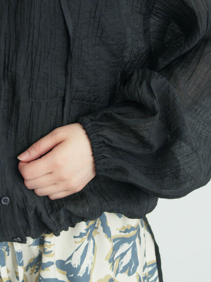 シアー裾ドロストフードシャツ（オフホワイト/ブラック/サックスブルー）｜Samansa Mos2（サマンサ モスモス）通販