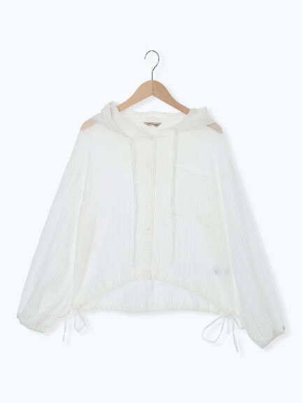 シアー裾ドロストフードシャツ（オフホワイト/ブラック/サックスブルー）｜Samansa Mos2（サマンサ モスモス）通販