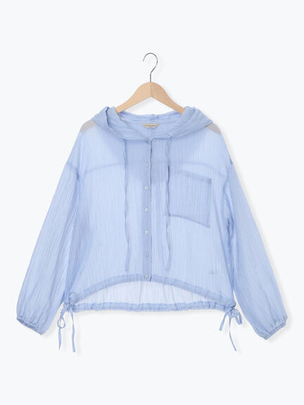 シアー裾ドロストフードシャツ（オフホワイト/ブラック/サックスブルー）｜Samansa Mos2（サマンサ モスモス）通販