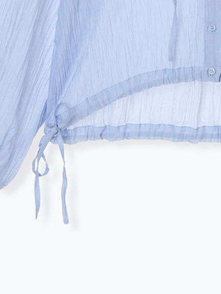 シアー裾ドロストフードシャツ（オフホワイト/ブラック/サックスブルー）｜Samansa Mos2（サマンサ モスモス）通販