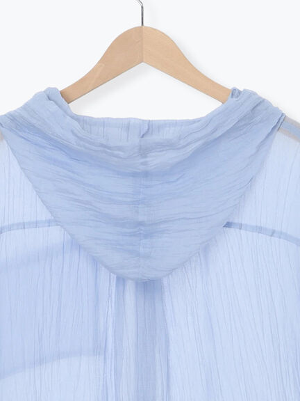 シアー裾ドロストフードシャツ（オフホワイト/ブラック/サックスブルー）｜Samansa Mos2（サマンサ モスモス）通販