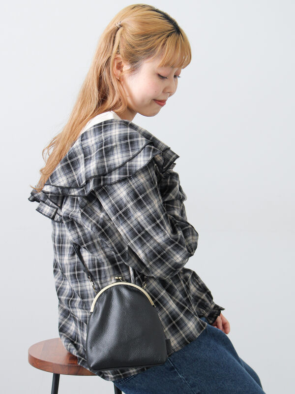 【WEB限定】TIDEWAY SHEETS がま口 SHOULDER（ブラック/グレージュ）｜Samansa Mos2（サマンサ モスモス）通販