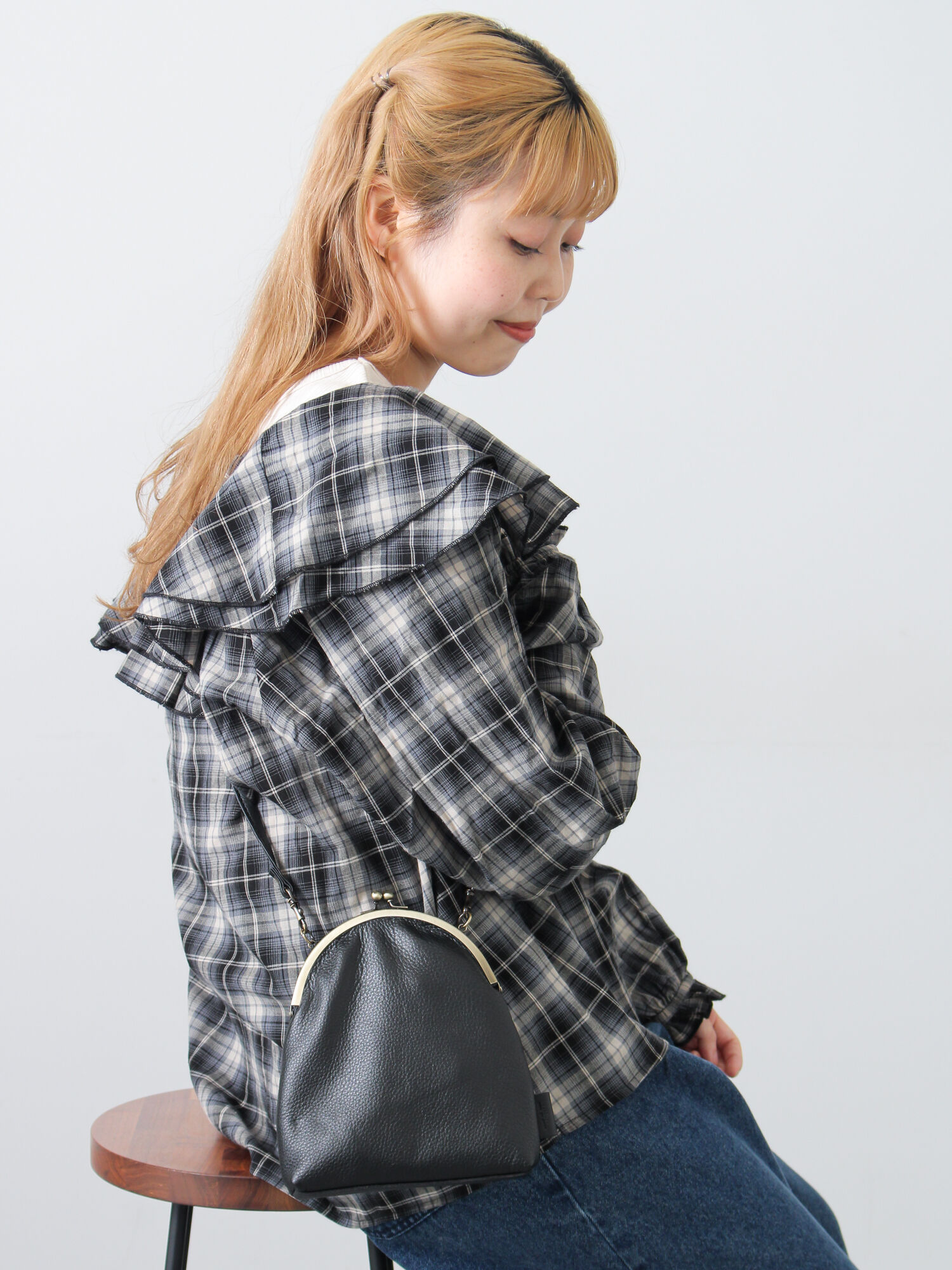 WEB限定】TIDEWAY SHEETS がま口 SHOULDER（ブラック/グレージュ
