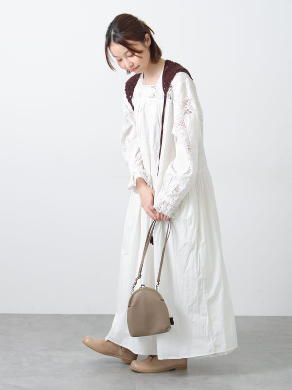 WEB限定】TIDEWAY SHEETS がま口 SHOULDER（ブラック/グレージュ
