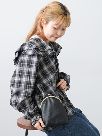 【WEB限定】TIDEWAY SHEETS がま口 SHOULDER（ブラック/グレージュ）｜Samansa Mos2（サマンサ モスモス）通販