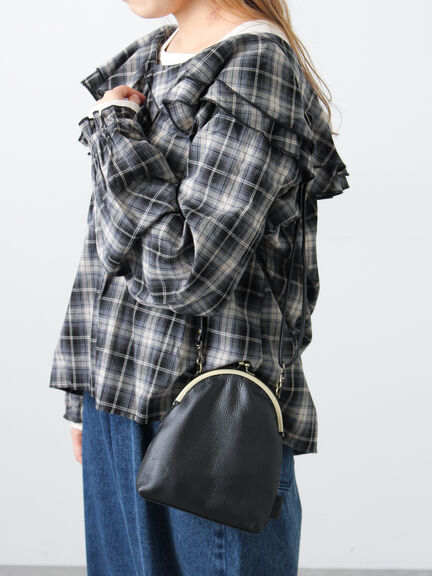 【WEB限定】TIDEWAY SHEETS がま口 SHOULDER（ブラック/グレージュ）｜Samansa Mos2（サマンサ モスモス）通販