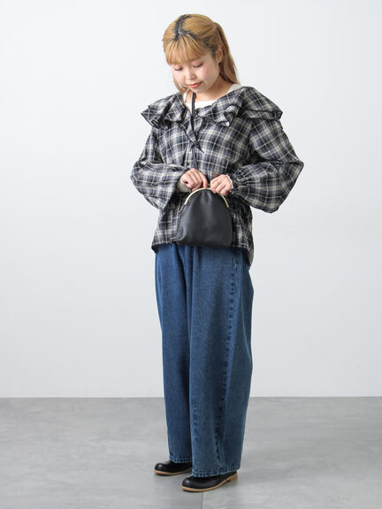 【WEB限定】TIDEWAY SHEETS がま口 SHOULDER（ブラック/グレージュ）｜Samansa Mos2（サマンサ モスモス）通販