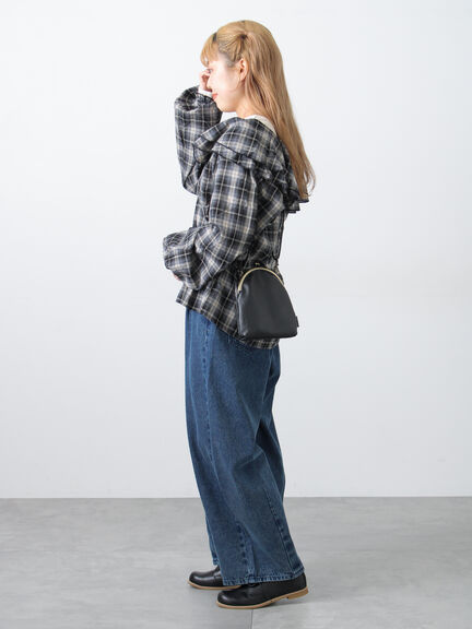 【WEB限定】TIDEWAY SHEETS がま口 SHOULDER（ブラック/グレージュ）｜Samansa Mos2（サマンサ モスモス）通販