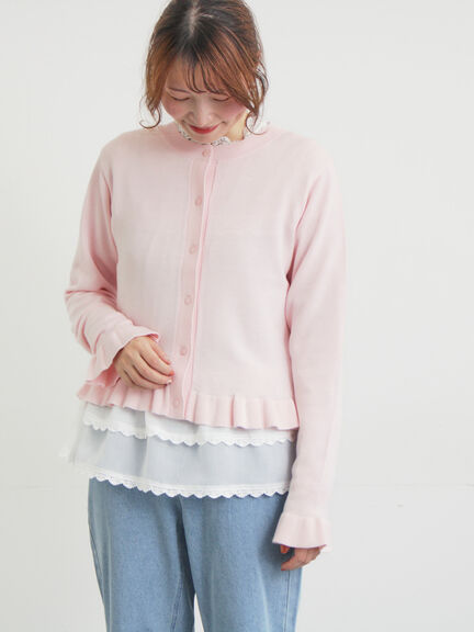 フリルニットカーディガン（グレー/ブラック/ピンク/キナリ）｜Samansa Mos2（サマンサ モスモス）通販