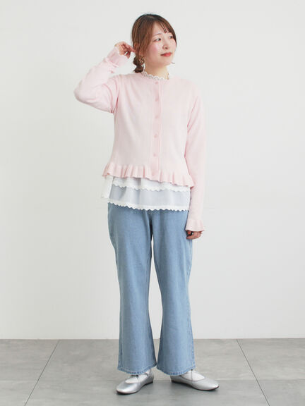 フリルニットカーディガン（グレー/ブラック/ピンク/キナリ）｜Samansa Mos2（サマンサ モスモス）通販