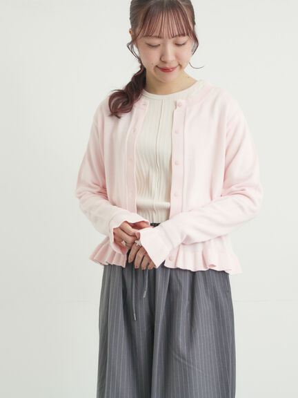 フリルニットカーディガン（グレー/ブラック/ピンク/キナリ）｜Samansa Mos2（サマンサ モスモス）通販