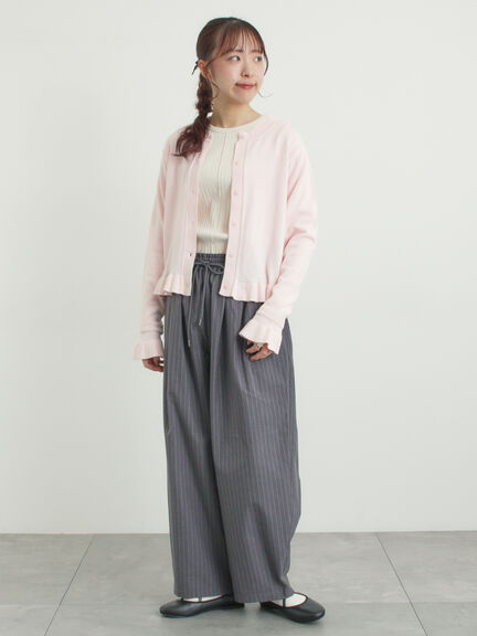 フリルニットカーディガン（グレー/ブラック/ピンク/キナリ）｜Samansa Mos2（サマンサ モスモス）通販