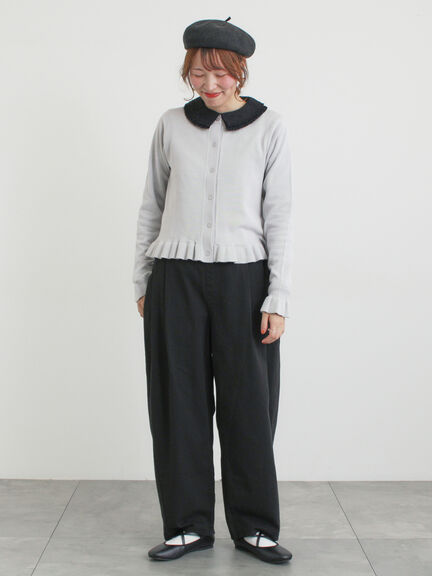 フリルニットカーディガン（グレー/ブラック/ピンク/キナリ）｜Samansa Mos2（サマンサ モスモス）通販