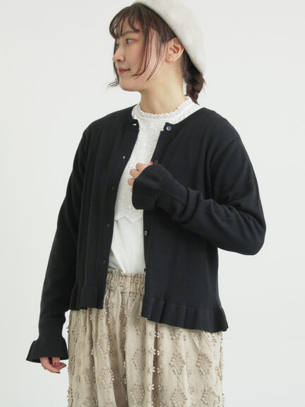 フリルニットカーディガン（グレー/ブラック/ピンク/キナリ）｜Samansa Mos2（サマンサ モスモス）通販