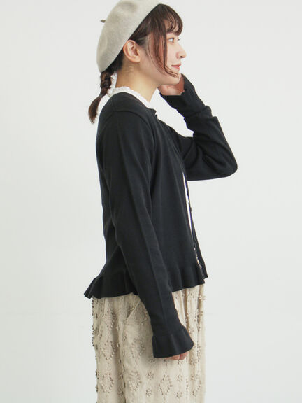 フリルニットカーディガン（グレー/ブラック/ピンク/キナリ）｜Samansa Mos2（サマンサ モスモス）通販