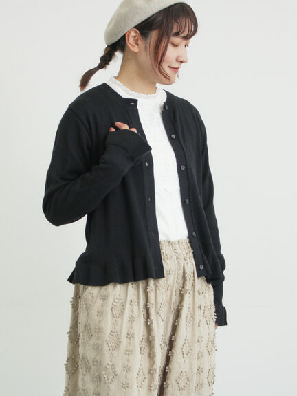 フリルニットカーディガン（グレー/ブラック/ピンク/キナリ）｜Samansa Mos2（サマンサ モスモス）通販