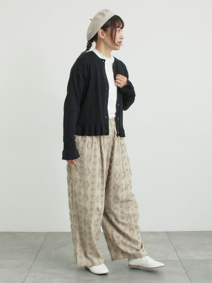 フリルニットカーディガン（グレー/ブラック/ピンク/キナリ）｜Samansa Mos2（サマンサ モスモス）通販