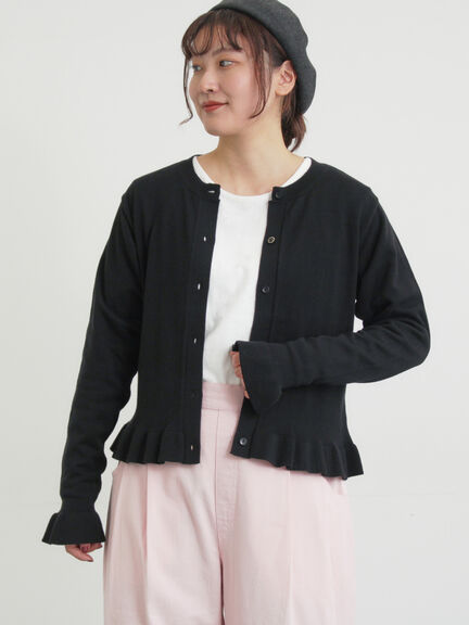 フリルニットカーディガン（グレー/ブラック/ピンク/キナリ）｜Samansa Mos2（サマンサ モスモス）通販