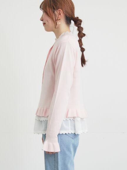 フリルニットカーディガン（グレー/ブラック/ピンク/キナリ）｜Samansa Mos2（サマンサ モスモス）通販