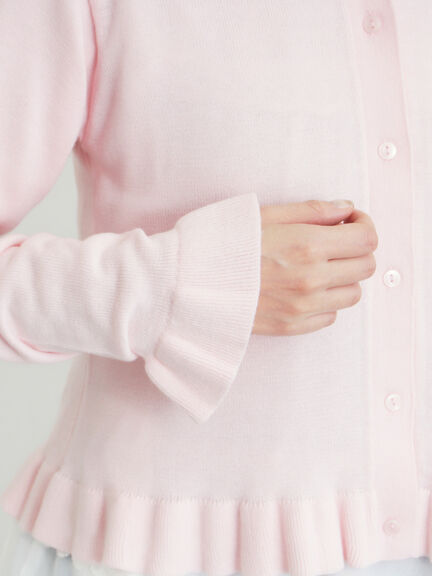 フリルニットカーディガン（グレー/ブラック/ピンク/キナリ）｜Samansa Mos2（サマンサ モスモス）通販