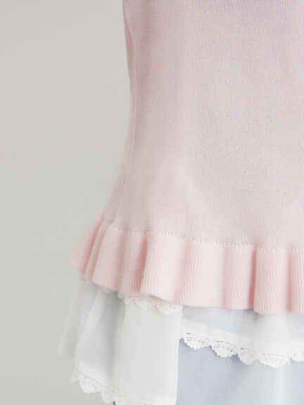 フリルニットカーディガン（グレー/ブラック/ピンク/キナリ）｜Samansa Mos2（サマンサ モスモス）通販