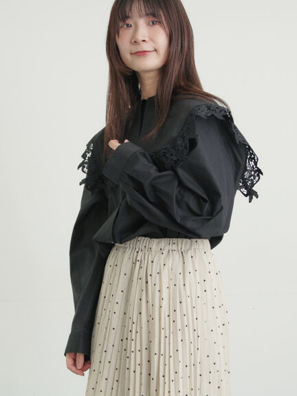 ビッグスクエア襟ブラウス（オフホワイト/ブラック）｜Samansa Mos2（サマンサ モスモス）通販