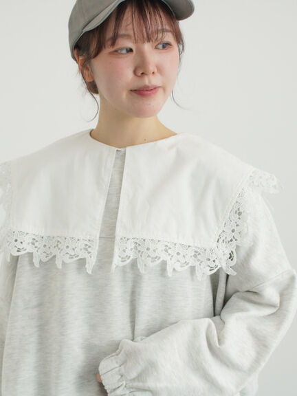 ビッグスクエア襟ブラウス（オフホワイト/ブラック）｜Samansa Mos2（サマンサ モスモス）通販