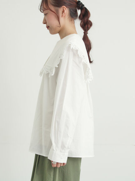 ビッグスクエア襟ブラウス（オフホワイト/ブラック）｜Samansa Mos2（サマンサ モスモス）通販