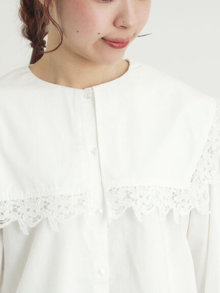 ビッグスクエア襟ブラウス（オフホワイト/ブラック）｜Samansa Mos2（サマンサ モスモス）通販