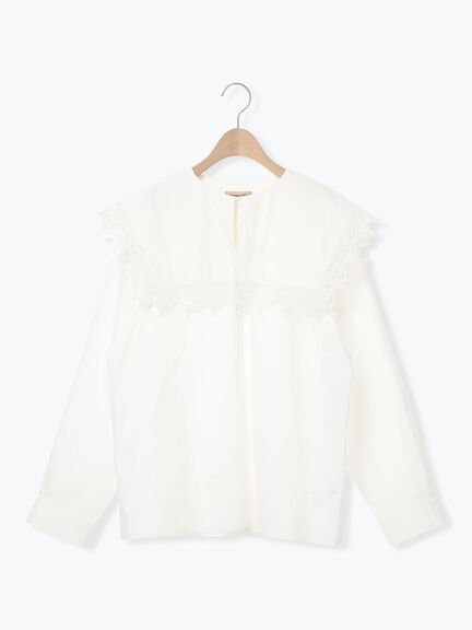 ビッグスクエア襟ブラウス（オフホワイト/ブラック）｜Samansa Mos2（サマンサ モスモス）通販