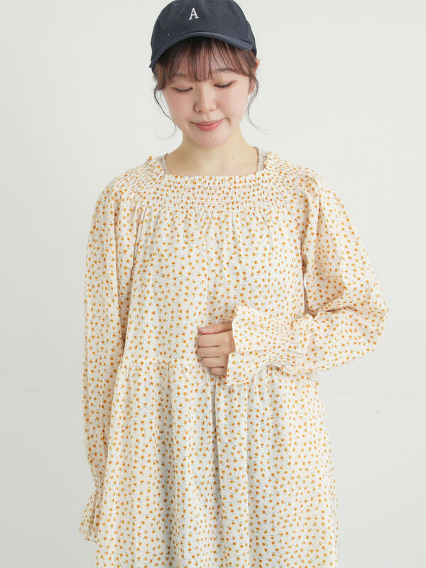 花柄シャーリングワンピース（イエロー）｜Samansa Mos2（サマンサ モスモス）通販