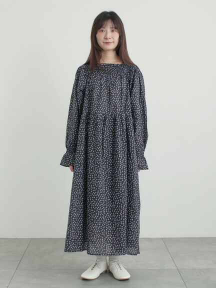 花柄シャーリングワンピース（ブラック/イエロー/カーキ）｜Samansa Mos2（サマンサ モスモス）通販