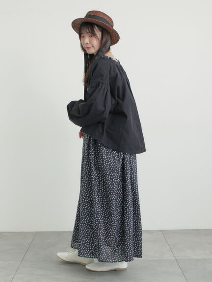 花柄シャーリングワンピース（ブラック/イエロー/カーキ）｜Samansa Mos2（サマンサ モスモス）通販