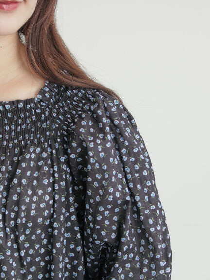 花柄シャーリングワンピース（ブラック/イエロー/カーキ）｜Samansa Mos2（サマンサ モスモス）通販