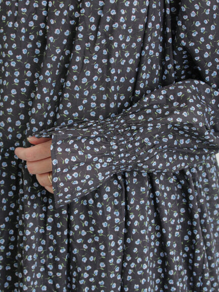 花柄シャーリングワンピース（ブラック/イエロー/カーキ）｜Samansa Mos2（サマンサ モスモス）通販