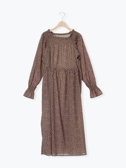 花柄シャーリングワンピース（ブラック/イエロー/カーキ）｜Samansa Mos2（サマンサ モスモス）通販