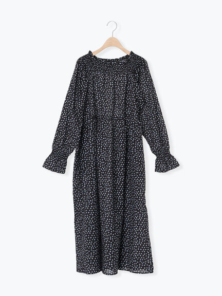 花柄シャーリングワンピース（ブラック/イエロー/カーキ）｜Samansa Mos2（サマンサ モスモス）通販