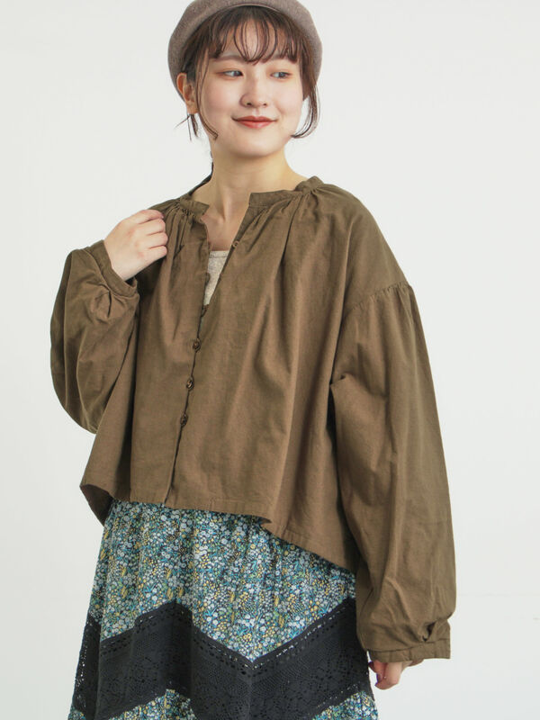 ショートギャザージャケット（ブラウン）｜Samansa Mos2（サマンサ モスモス）通販