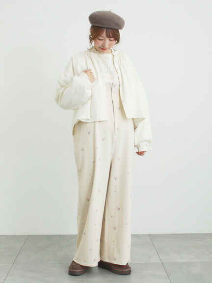 ショートギャザージャケット（オフホワイト/ブラック/ブラウン）｜Samansa Mos2（サマンサ モスモス）通販