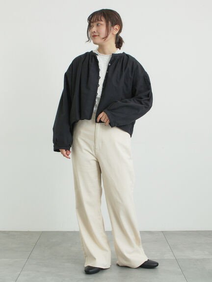 ショートギャザージャケット（オフホワイト/ブラック/ブラウン）｜Samansa Mos2（サマンサ モスモス）通販