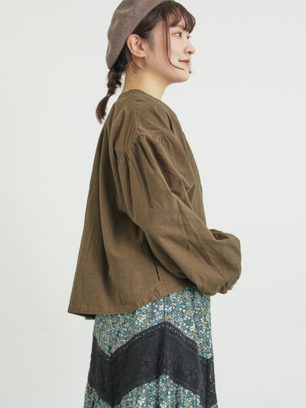 ショートギャザージャケット（オフホワイト/ブラック/ブラウン）｜Samansa Mos2（サマンサ モスモス）通販