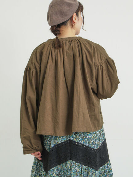 ショートギャザージャケット（オフホワイト/ブラック/ブラウン）｜Samansa Mos2（サマンサ モスモス）通販