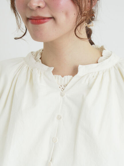 ショートギャザージャケット（オフホワイト/ブラック/ブラウン）｜Samansa Mos2（サマンサ モスモス）通販