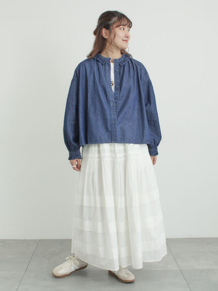 フリル襟ジャケット（オフホワイト/ブラック/サックスブルー/ネイビー）｜Samansa Mos2（サマンサ モスモス）通販