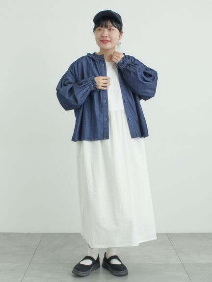 フリル襟ジャケット（オフホワイト/ブラック/サックスブルー/ネイビー）｜Samansa Mos2（サマンサ モスモス）通販