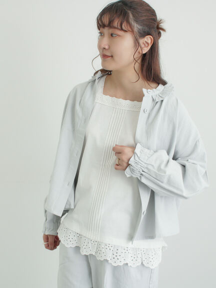 フリル襟ジャケット（オフホワイト/ブラック/サックスブルー/ネイビー）｜Samansa Mos2（サマンサ モスモス）通販