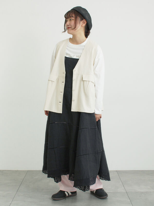 ツータックカーブパンツ（オフホワイト/ブラック/ピンク/カーキ