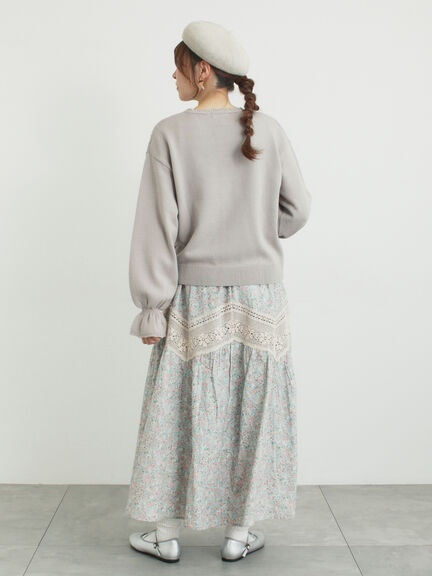 透かし柄切替レースニット（オフホワイト/グレー/ダークブラウン）｜Samansa Mos2（サマンサ モスモス）通販