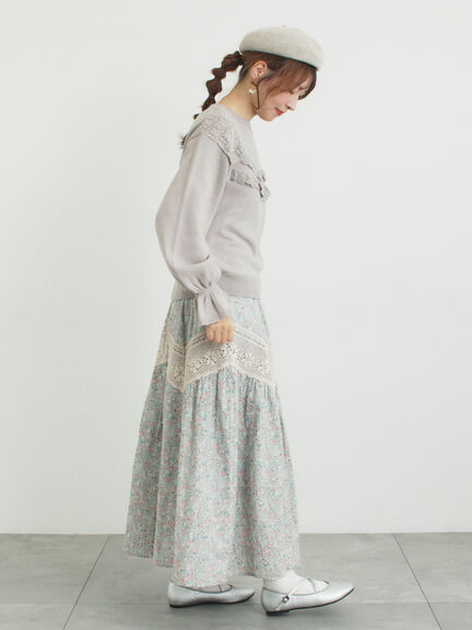 透かし柄切替レースニット（オフホワイト/グレー/ダークブラウン）｜Samansa Mos2（サマンサ モスモス）通販