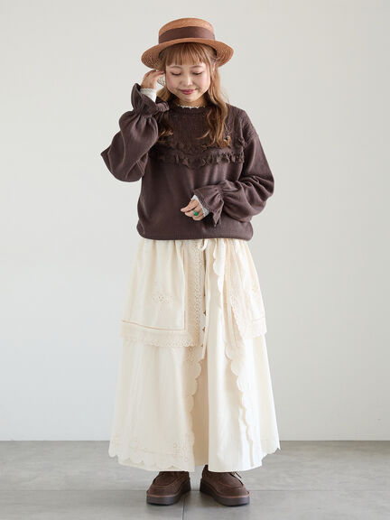 透かし柄切替レースニット（オフホワイト/グレー/ダークブラウン）｜Samansa Mos2（サマンサ モスモス）通販